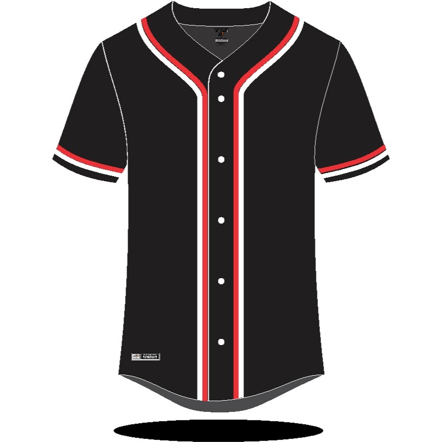 Jersey Baseball Polosan Variasi Lis 2 Merah Putih