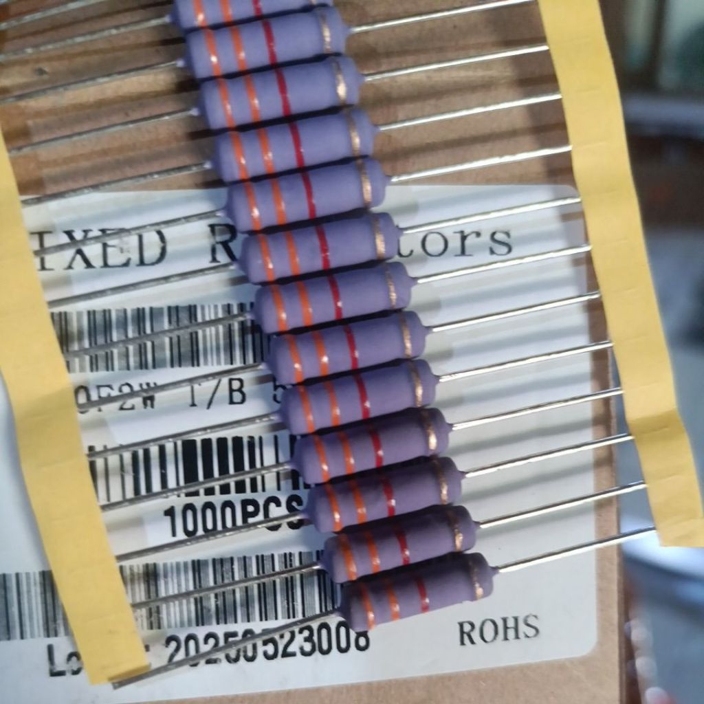 Resistor 3k3 2watt warna ungu R 3k3 resistor ungu kaki tebal