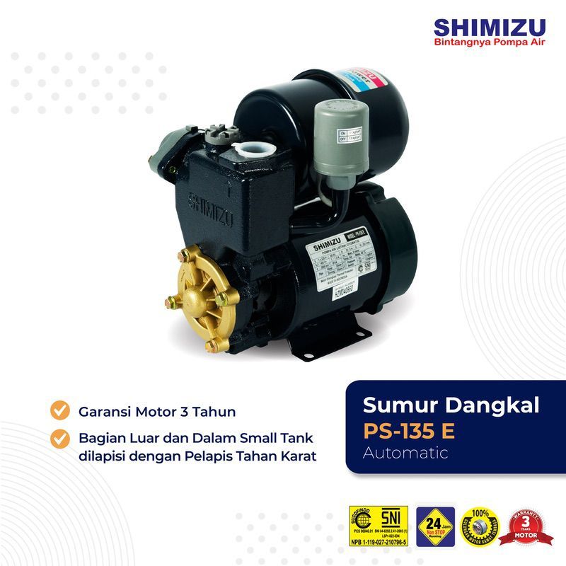 POMPA AIR OTOMATIS SHIMIZU PS-135 E DAYA HISAP 9 METER