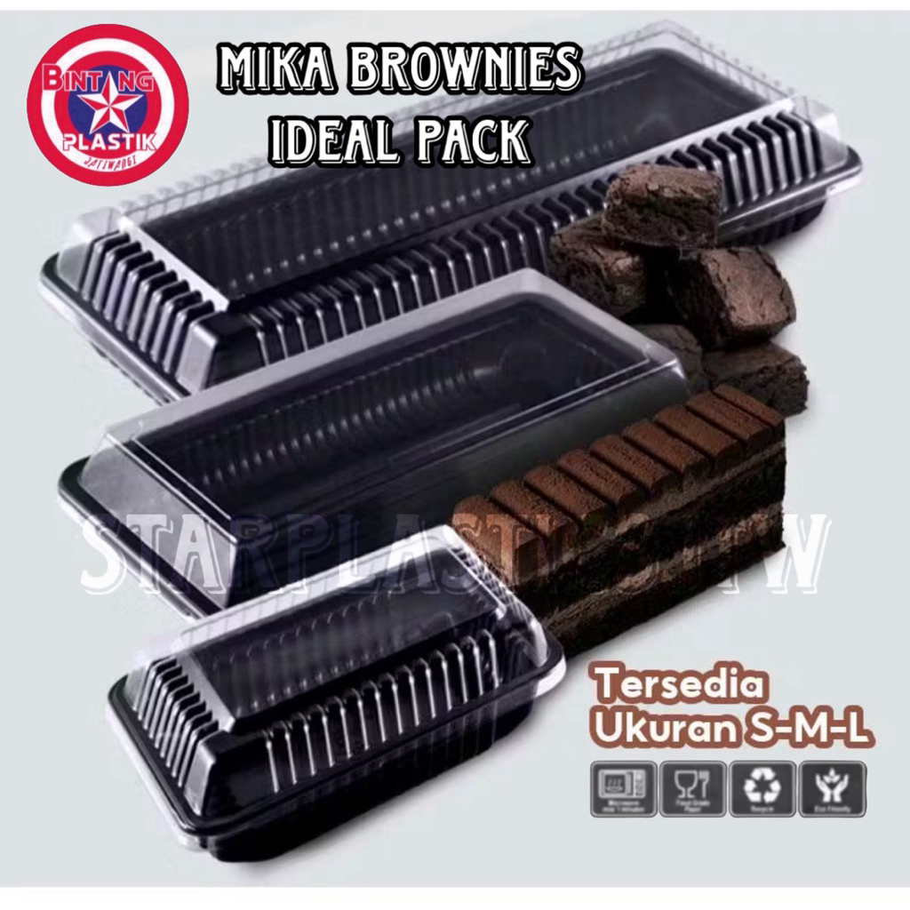 Mika Brownies [10pcs] IDEAL PACK / MULIA PACK S M L Tebal / Box mika bronies / kotak brownies / mika