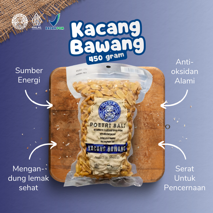 Poetri Bali - Kacang Bawang 450 gram - Makanan Ringan Khas Bali Gurih