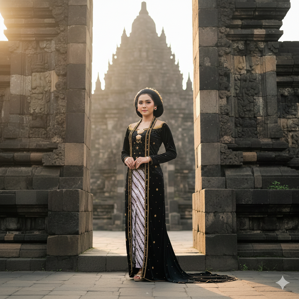 *Kebaya Pengantin Kutubaru Bludru Lengan Balon Full Mutiara (NN)