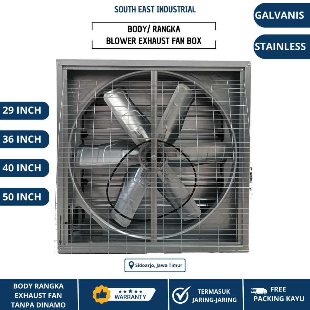 (TANPA DINAMO)  RANGKA BODY Exhaust Fan Box / Blower Kipas Industrial - Kandang Ayam | Gudang | Gree