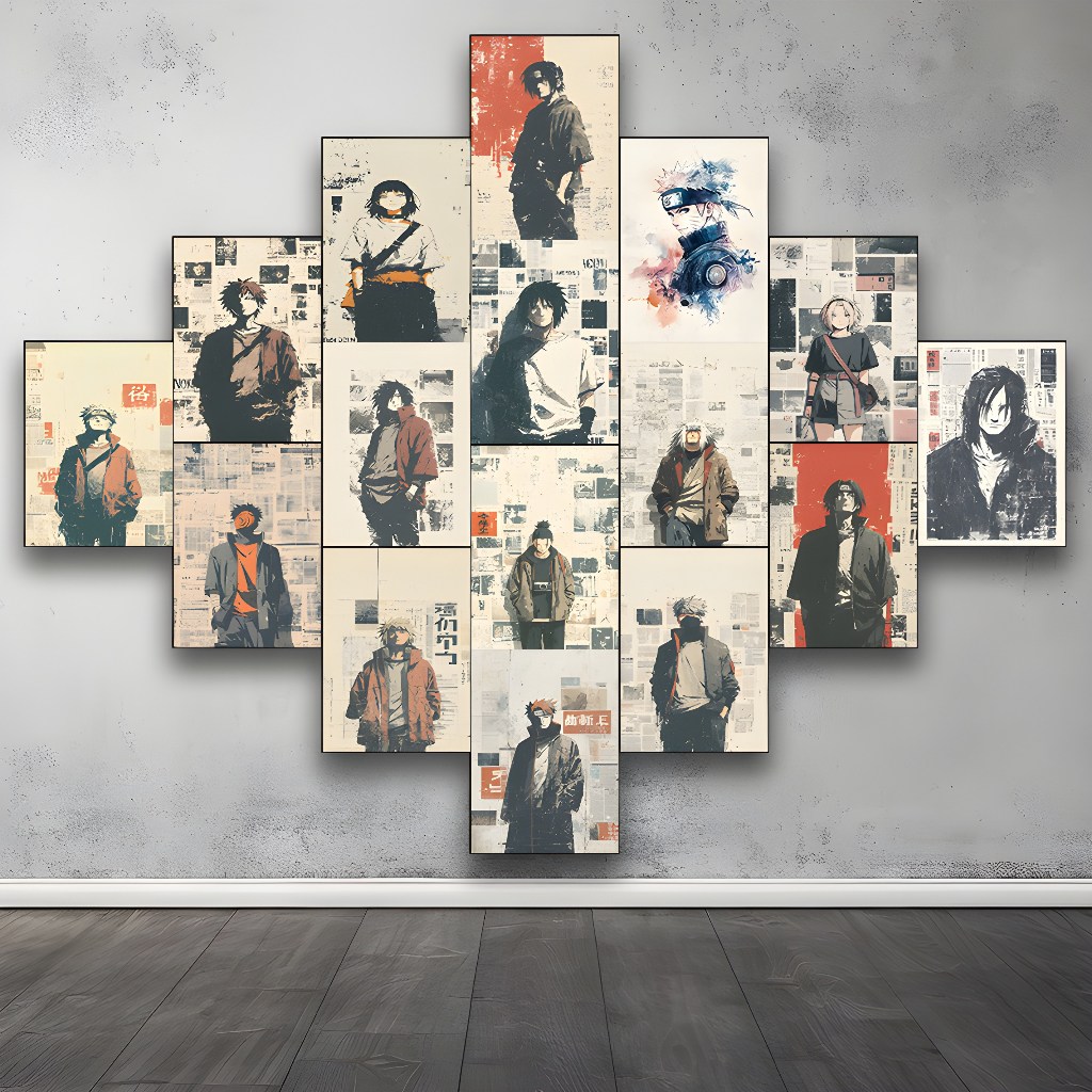 Pajangan Hiasan Dinding Anime NARUTO SHIPPUDEN Majalah 1set Poster Aesthetic gaya modern Ukuran bisa