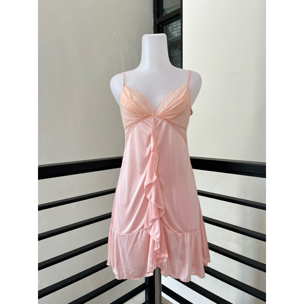 SORELLA LINGERIE DRESS SEXY SIZE L LACE CANTIK WARNA PEACH GREY MURAH SALE LINGERIE