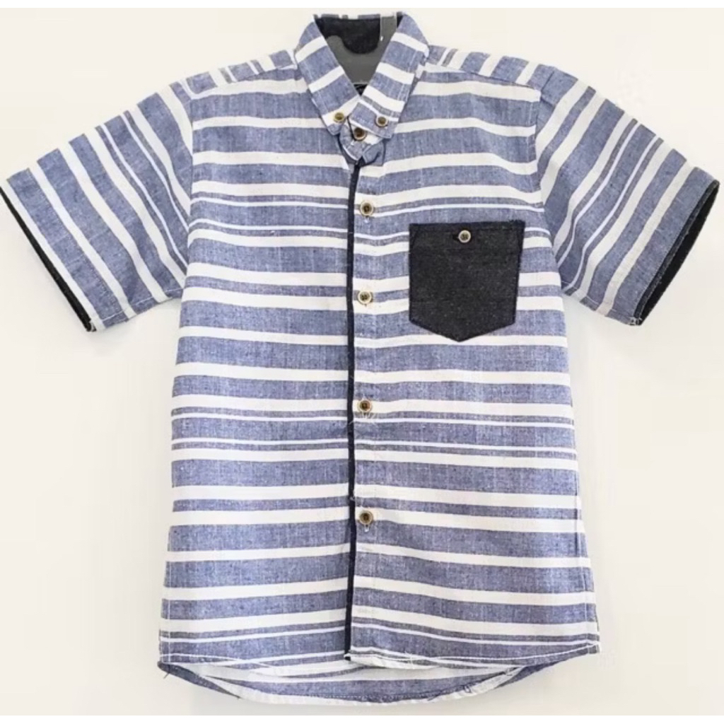 Kemeja anak laki laki biru garis
