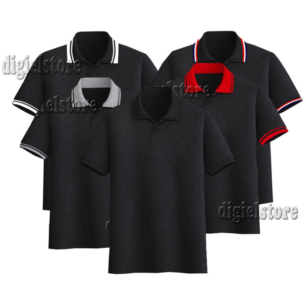 Kaos Polo Hitam/Pria Wanita/Unisex/Kaos Polos/Kaos Kerah/Kaos Polo Lengan Pendek