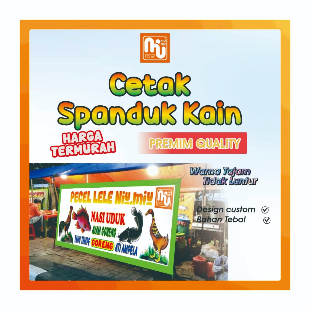 SPANDUK PECEL LELE| Bahan Satin | SPANDUK LAMONGAN | SPANDUK CUSTOM |  SPANDUK NASI GORENG | SPANDUK