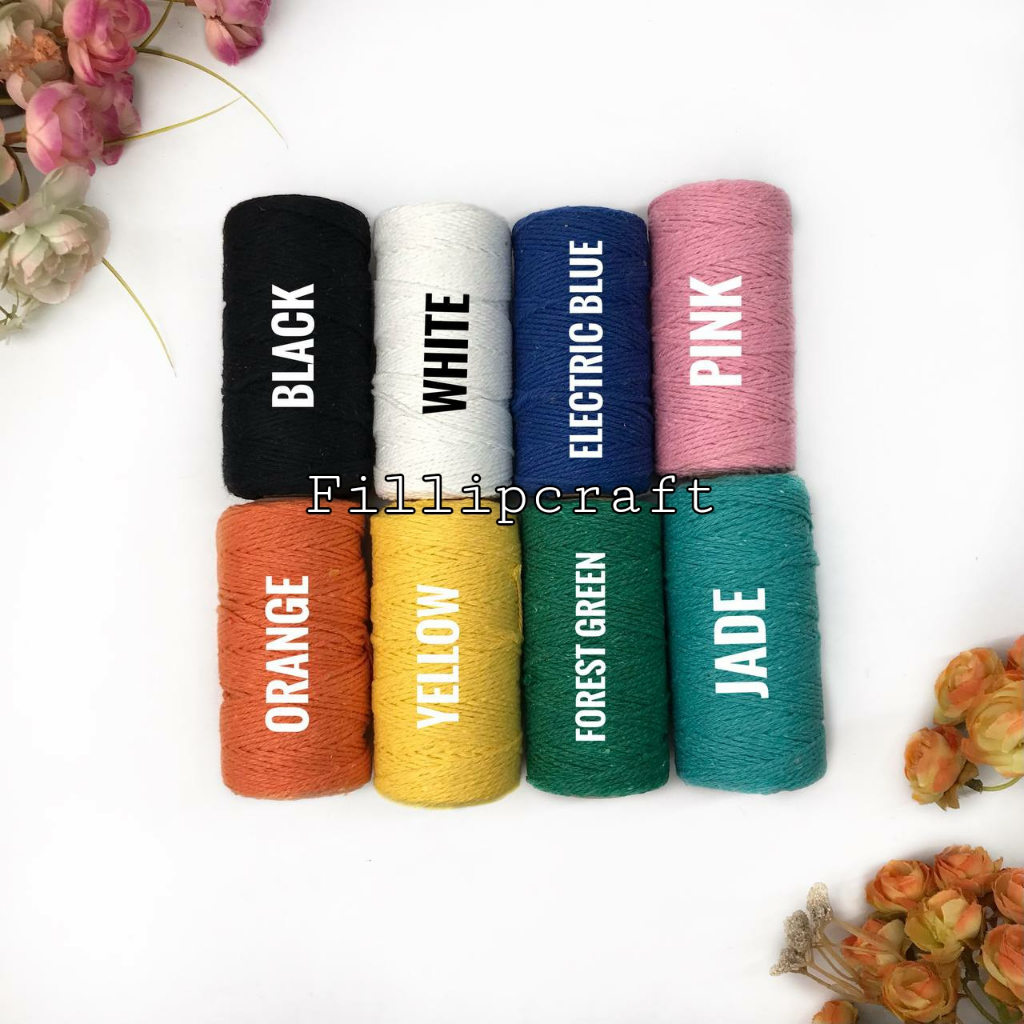 1 ROLL - TALI MACRAME / TALI KATUN MACRAME / TALI KATUN SATU WARNA / TALI KATUN ANEKA WARNA