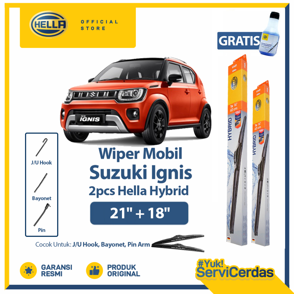Wiper Mobil SUZUKI Ignis 21” + 18” (2pcs) - HELLA Hybrid
