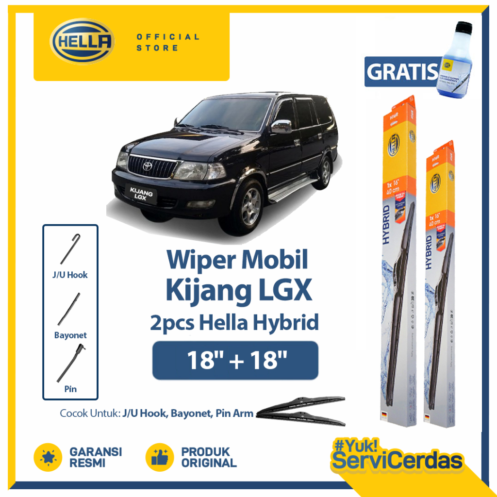 Wiper Mobil TOYOTA Kijang kapsul LGX 18”+18”(2pcs) - HELLA Hybrid