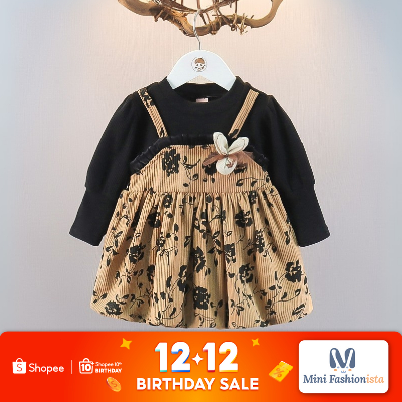 dress anak perempuan dress bayi gaun anak import mewah  dress anak perempuan 1 tahun 2 tahun lengan 
