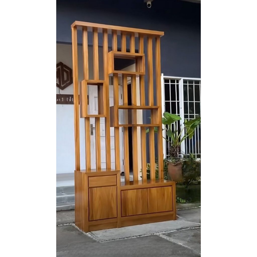 bufet penyekat ruangan jati/bufet pajangan kayu jati