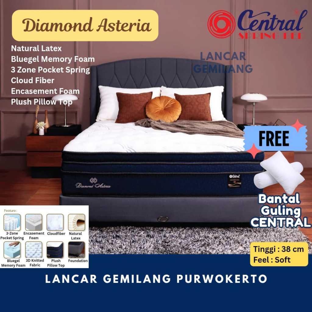CENTRAL SPRINGBED GOLD DIAMOND ASTERIA LATEX 38CM SOFT