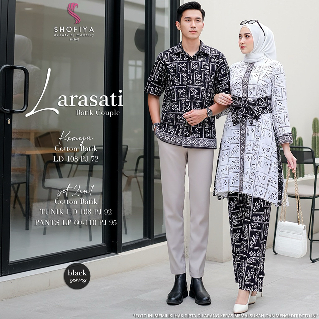 Larasati Batik Couple Original Shofiya Fashion Kemeja Cotton Batik Setelan 2in1 Batik Couple Larasat