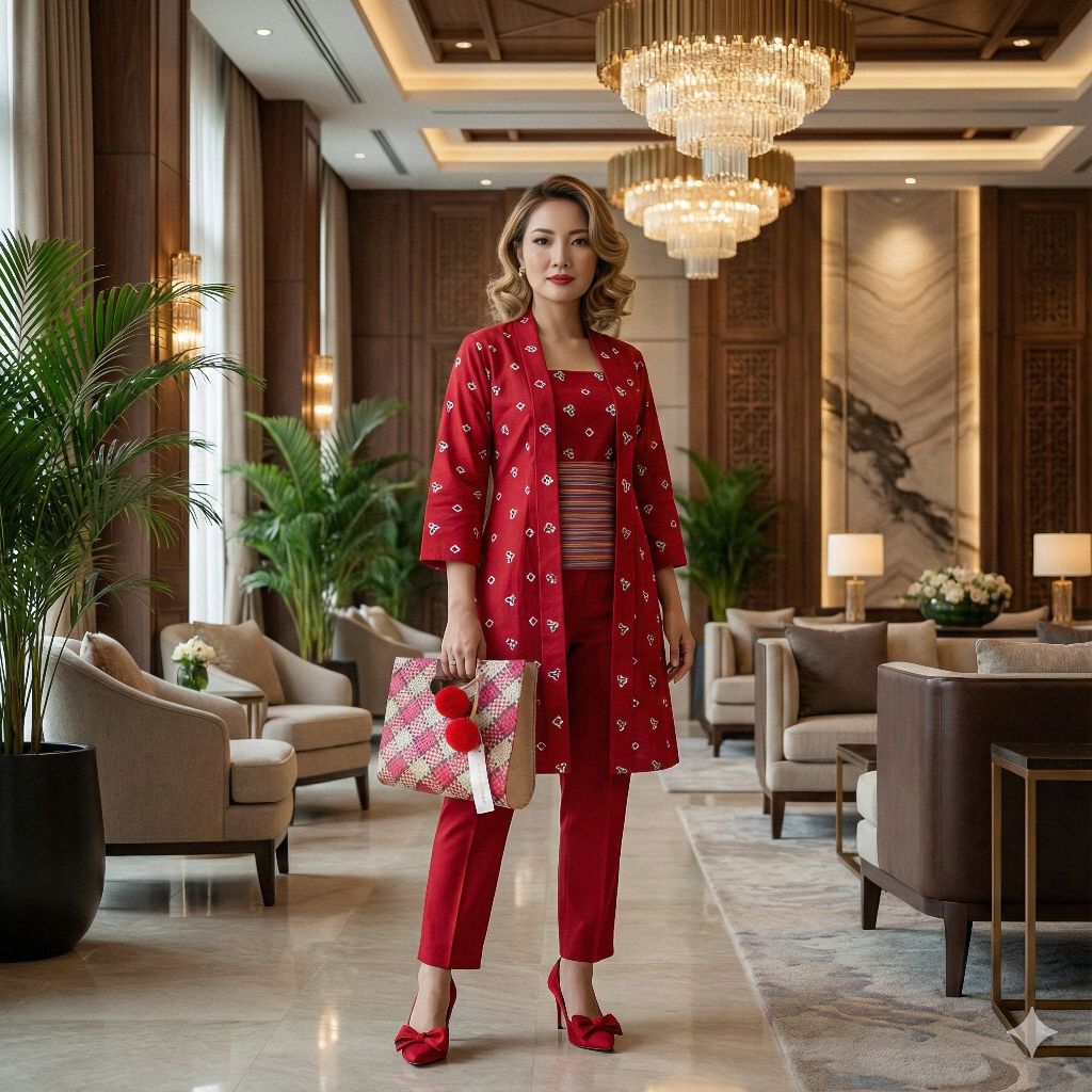 Kebaya Jumputan,  Tunik kutu baru, LD110 pj.90cm