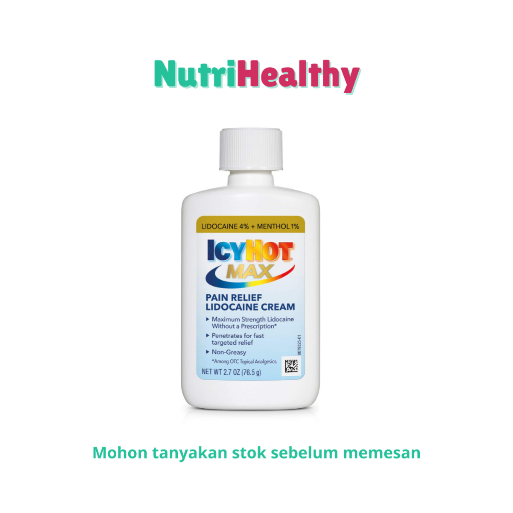 Icy Hot Max Strength Lidocaine Pain Relief Cream 76.5g - Krim Pereda Nyeri Kekuatan Maksimal dengan 