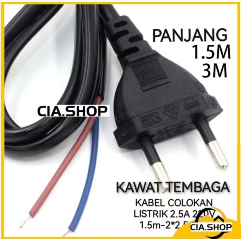 KABEL AC / KABEL SAMBUNGAN / KABEL BUNTUNG 1.5 M KAWAT TEMBAGA