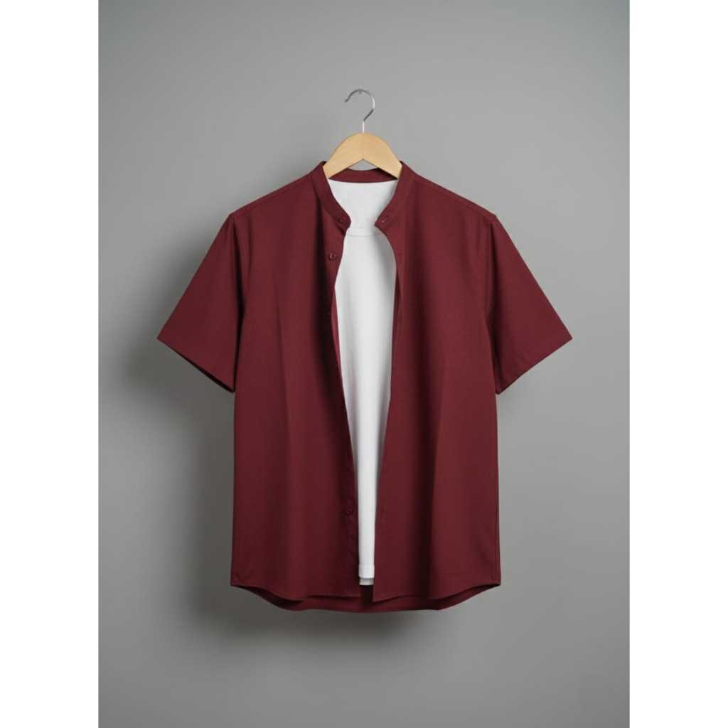 Kemeja Koko Pria Polos kerah Shanghai YEGE