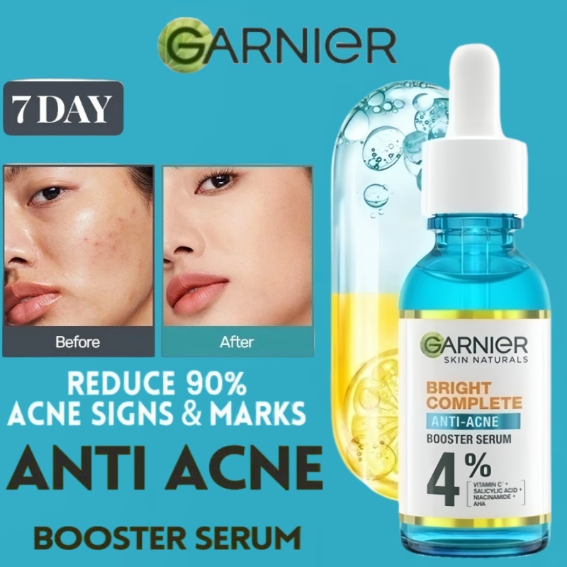 *BPOM*Garnier Bright Complete Anti Acne Booster Serum 30ML / Garnier Serum Vitamin C / Acne Serum Je