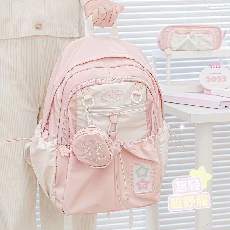 Ransel Wanita Korea INS Style + Mini Bag Waterproof Bahan Tebal Backpack Cute Harajuku Backpack