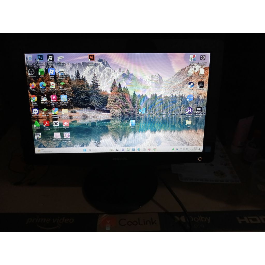 Monitor LED PHILIPS 16 inch wide screen minus putih sedikit di sudut