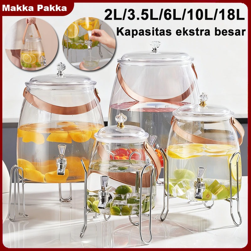 Ketel Air Dingin Gaya Jepang dengan Dispenser Air Keran, Ember Kedap Udara Transparan Rumah Tangga K