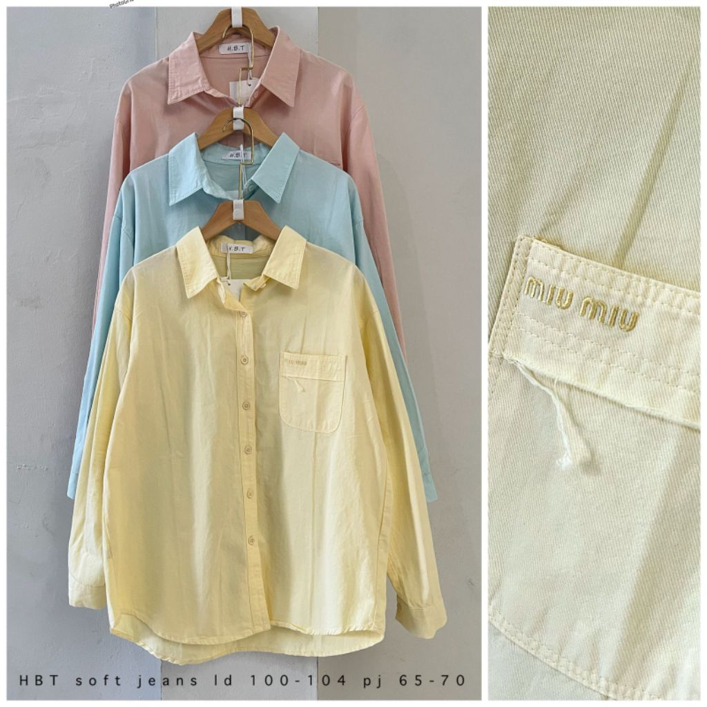 Real pic ORIGINAL dan TERMURAH Kemeja Oversize Soft Jeans PREMIUM Butik / kemeja Jumbo Jeans PREMIUM