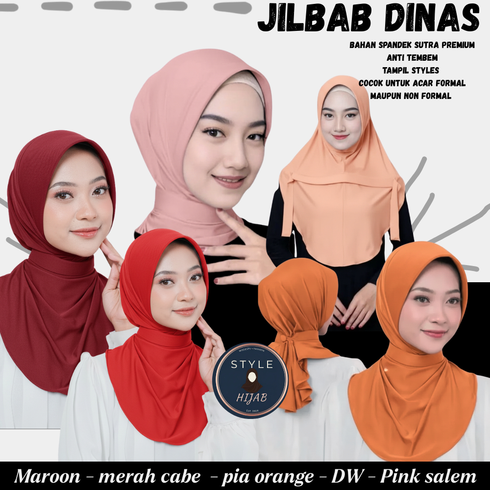 Jilbab dinas  Maroon/Merah Cabe/Dharmawanita/Pia orange/ Pink Salem Premium Antem