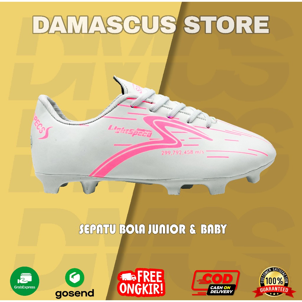 Sepatu Sepak Bola Anak / Baby size 28-32/ umur 4-10 Tahun PAUD TK SD Specs Grade Ori White Pink