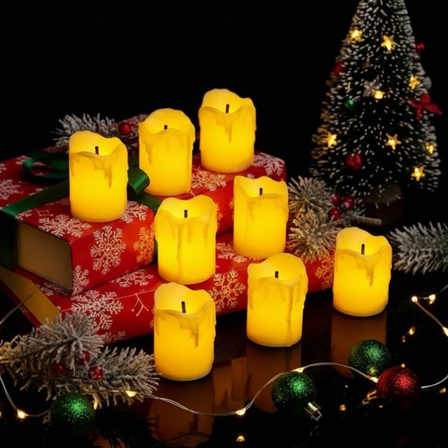 Lilin Batre Leleh Dekorasi Natal - Lampu Lilin Model Sumbu Leleh - Lilin Elektrik Mini LED - Lilin L