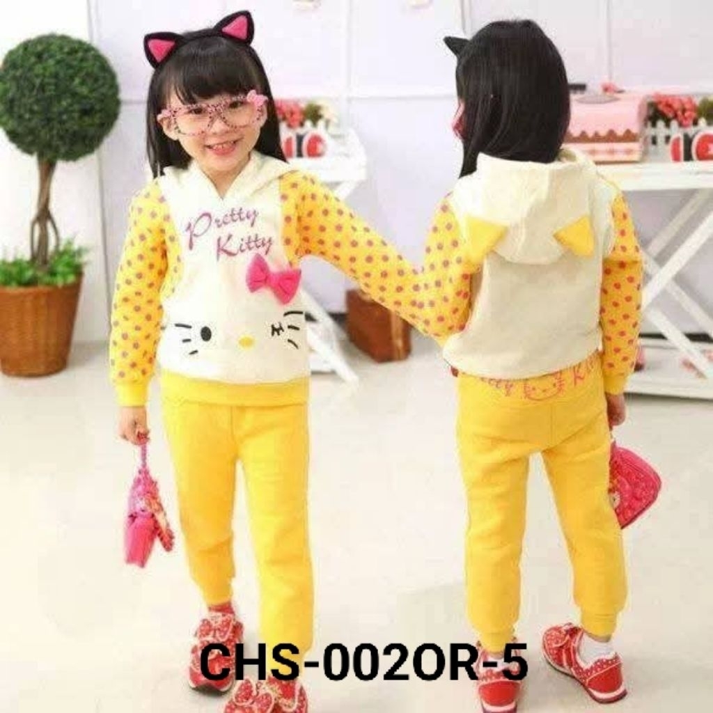Stelan baju anak perempuan Hoodie Set Import