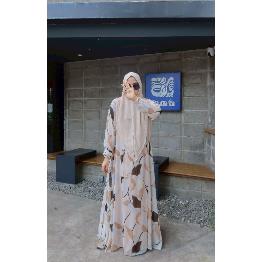 ZAFEETRI Leaf Pattern Dress