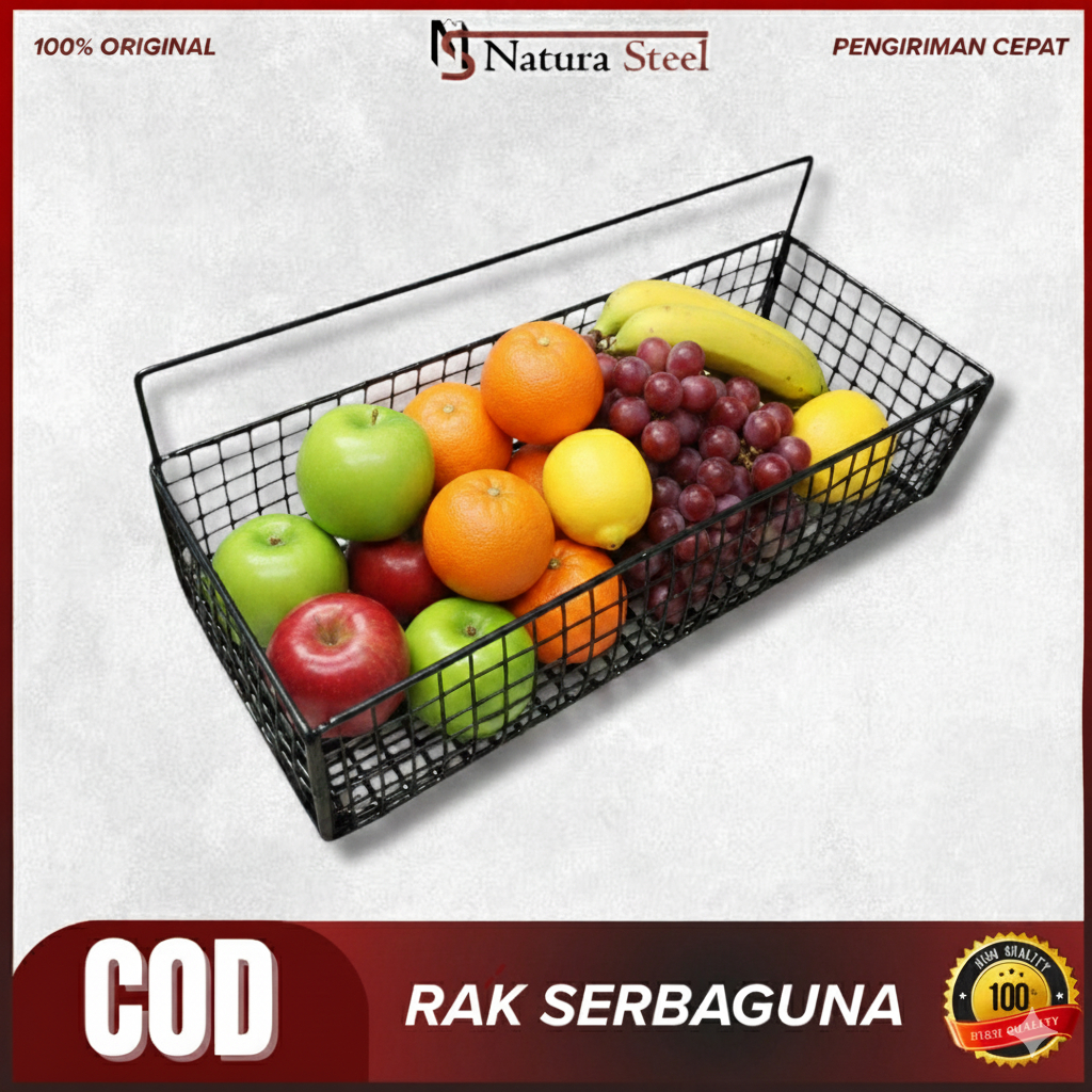 Keranjang dinding tempel Rak Dapur Besi Keranjang Rak Gantung Rak Keranjang Buah Rak Bumbu