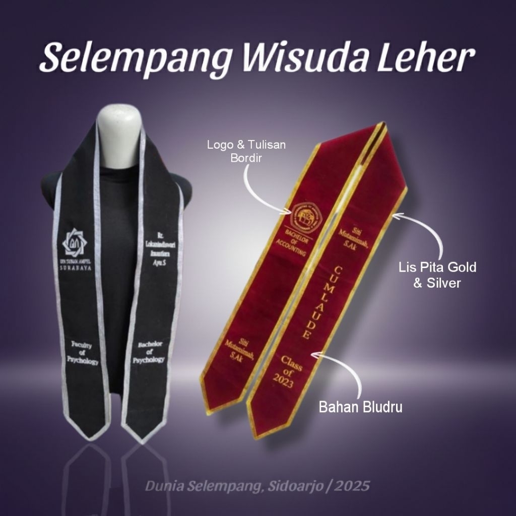 Selempang Wisuda Bordir | Selempang Wisuda Leher | Selempang Wisuda Kalung | Selempang Wisuda | Blud