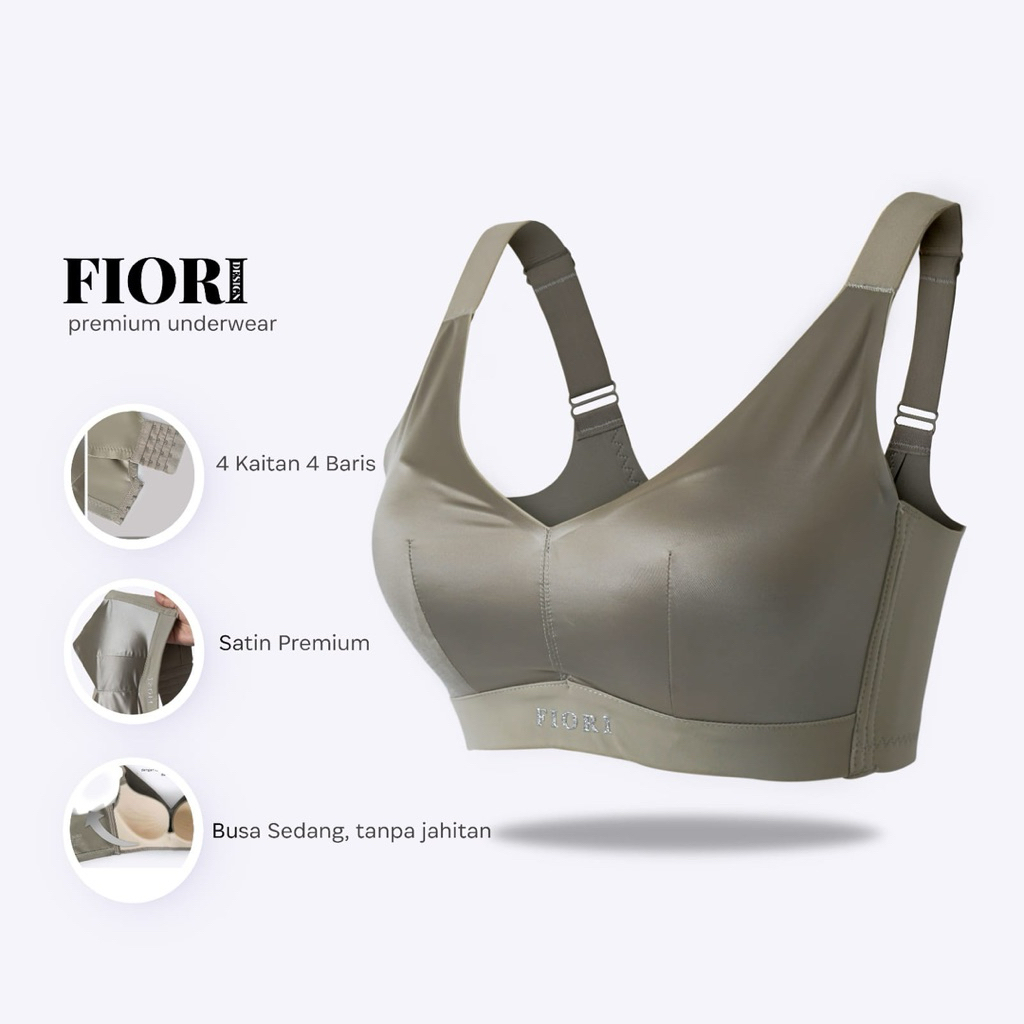 FIORI Bra BRIANNA Grey Metalik | Bra Tanpa Kawat Busa Tipis | Full Cup Kait 4