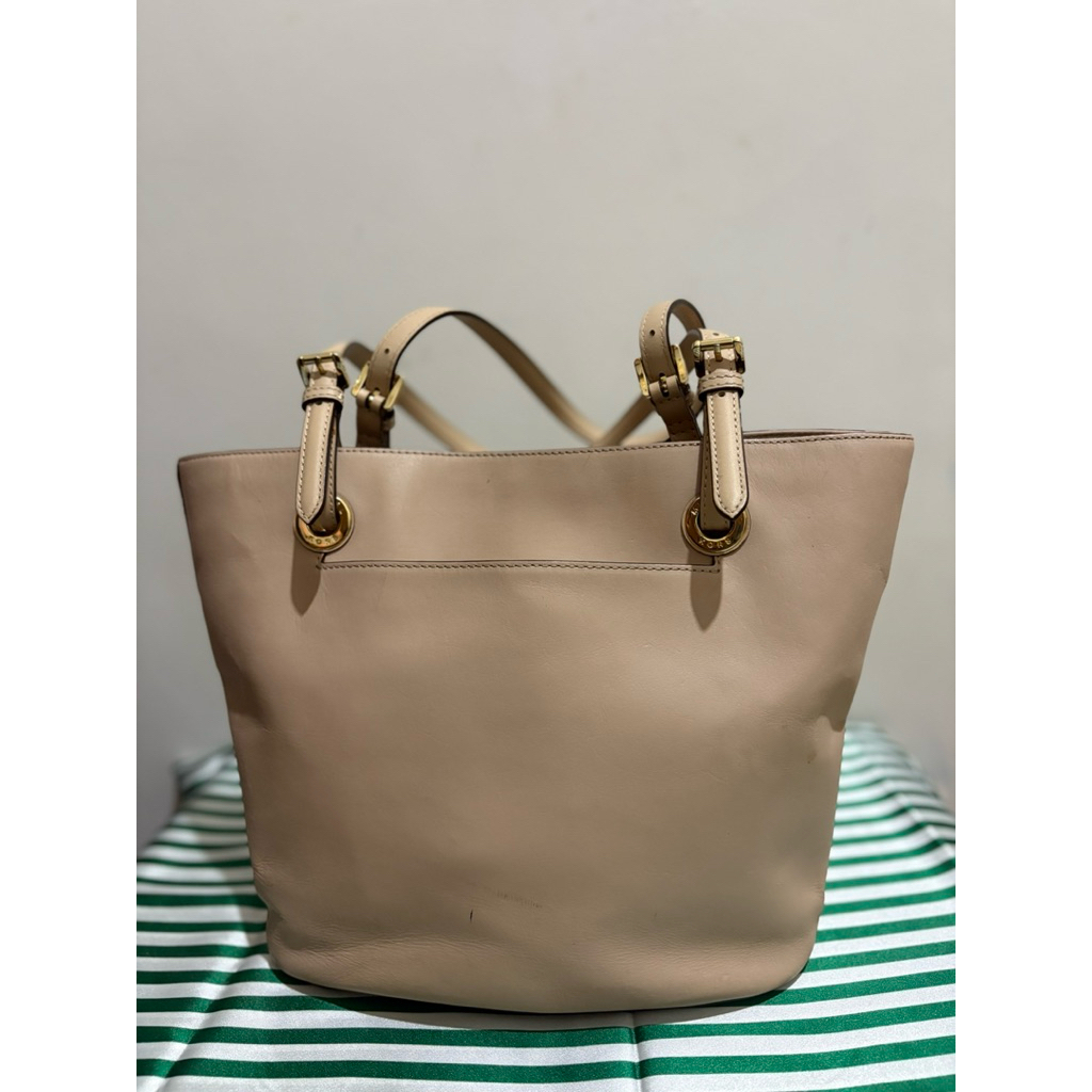 Preloved Tas MK Smooth Leather Tote Beige