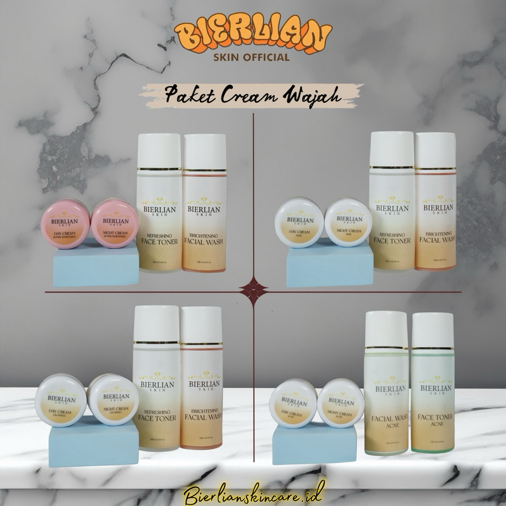 BIERLIAN PAKET CREAM WAJAH WHITEGLOW SUPERWHITE ACNE FLEK BIERLIAN SKINCARE