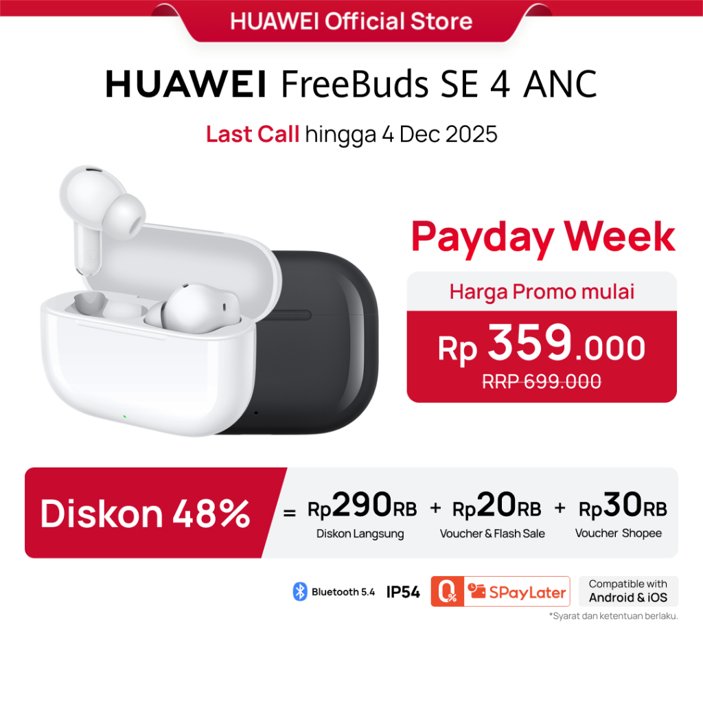 [PROMO SPECIAL] HUAWEI FreeBuds SE 4 ANC TWS l Up to 50dB l 10mm Dynamic Driver | 50H Long Battery L