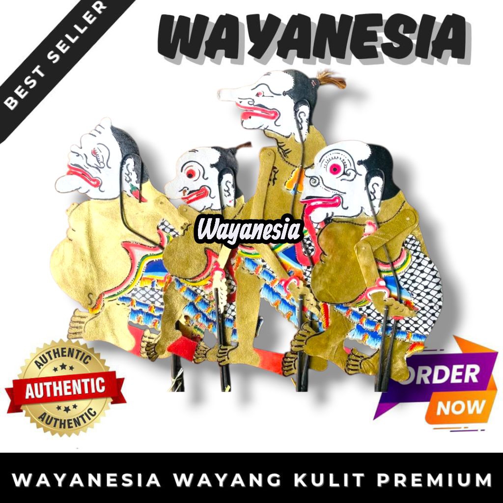 1 Set Wayang Kulit Punokawan Emas Standar Dalang