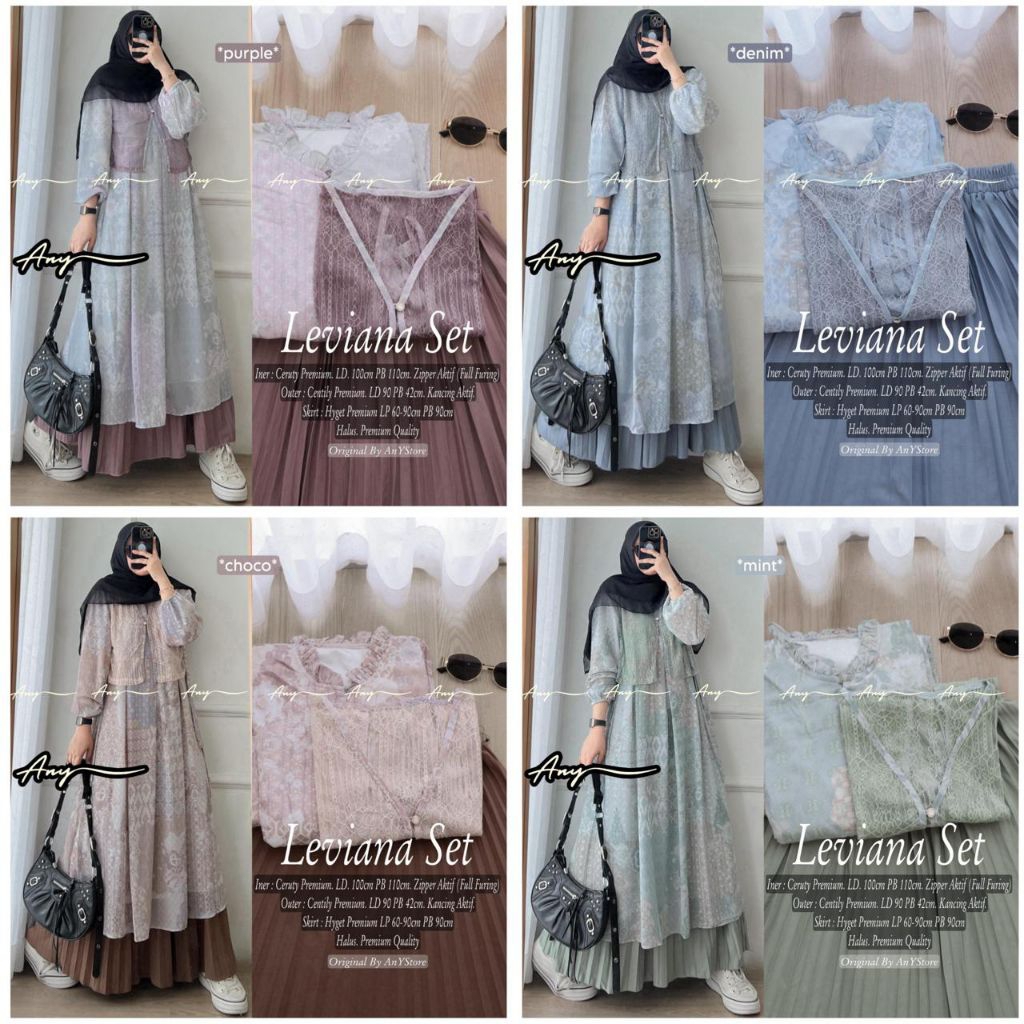 (( RESTOCK )) LEVIANA ALISHA BIANCA IFAH KEVIRA INZA JOVITA SET ORI BY ANY CLA HIJAB // BAJU ATASAN 