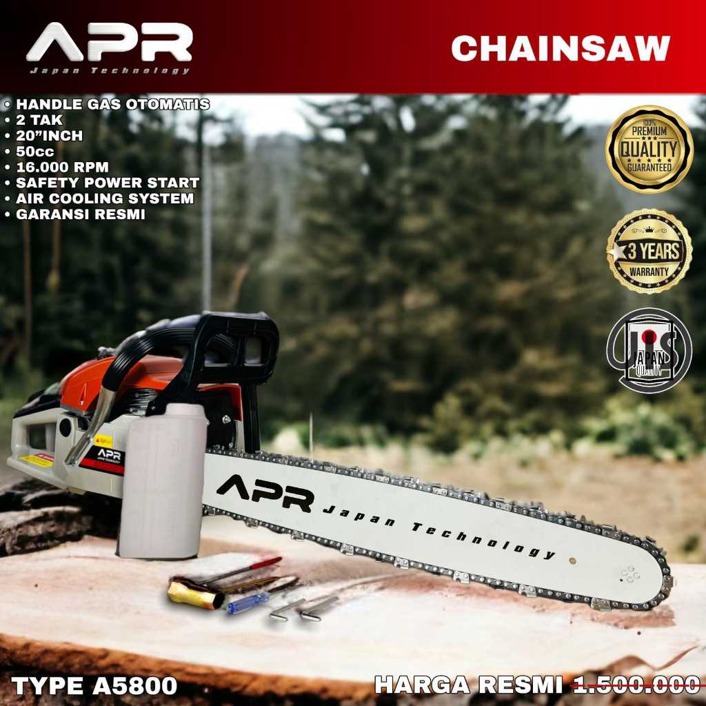 Chainsaw XAPR AP5800 Garansi Resmi senso chain saw potong kayu BAR BIASA 22inch mesin gergaji