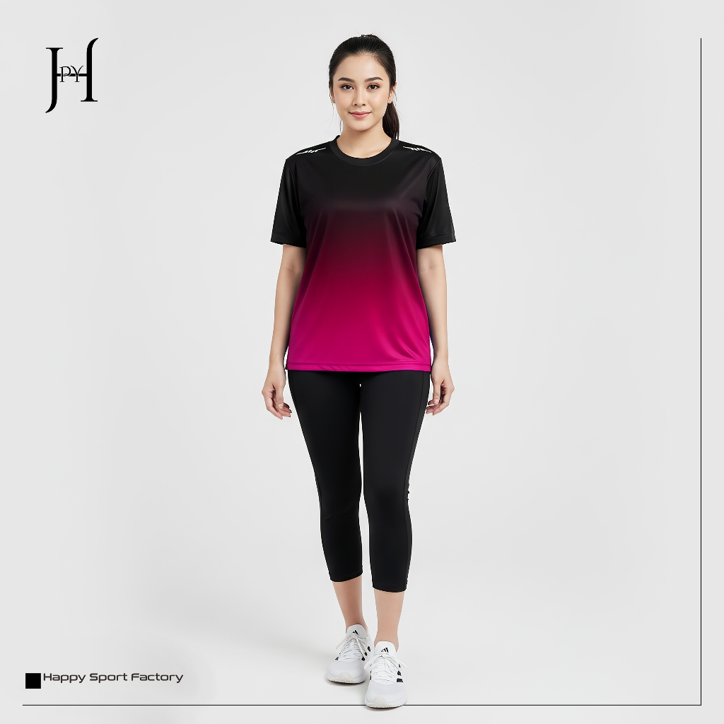 Baju Wanita Sport Baju Olahraga Jogging Tangan Pendek Olahraga Sport Running Jersey Olahraga Gradasi