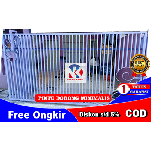 Pintu Pagar Besi Minimalis Geser/Sliding – Pintu Gerbang Rumah Besi Anti Karat Galvanis