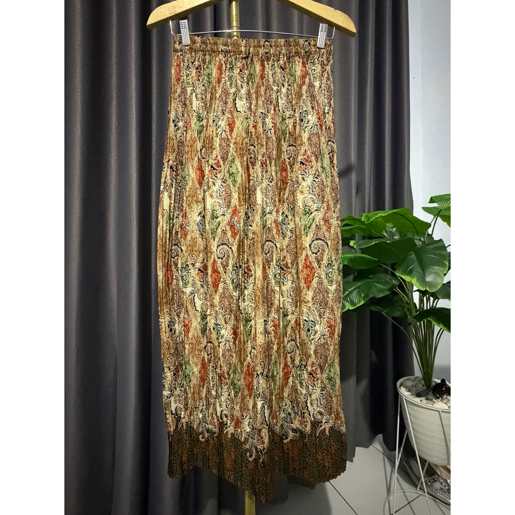 Preloved rok lipit wanita panjang | rok batik lipit wanita | skirt wanita