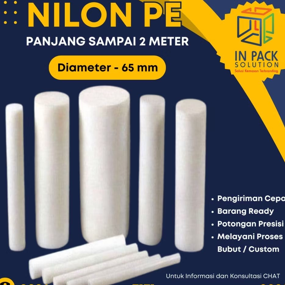 (Nilon PE 65 mm) Jual Nylon rod Pe Nilon batangan 6,5 cm, Nylon As Potongan, As Nilon