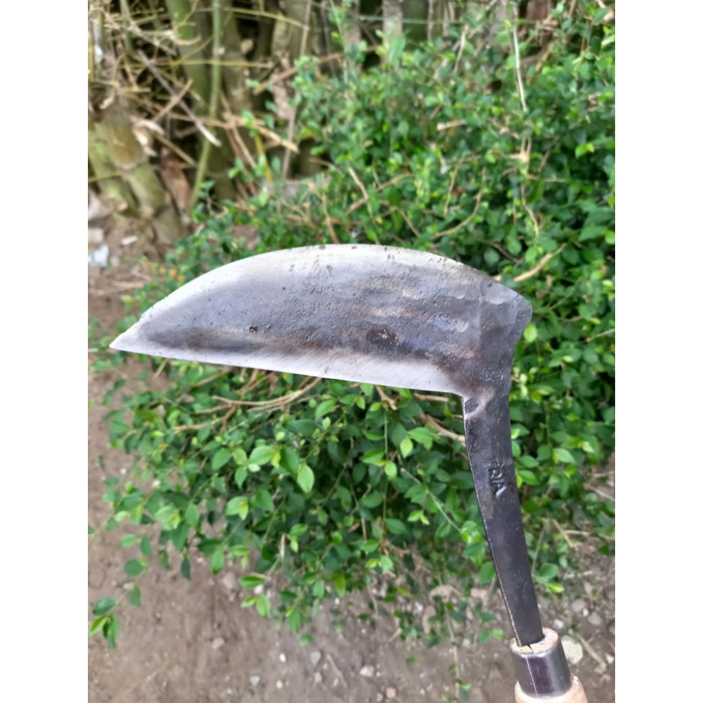 alat pertanian sabit rumput kayu