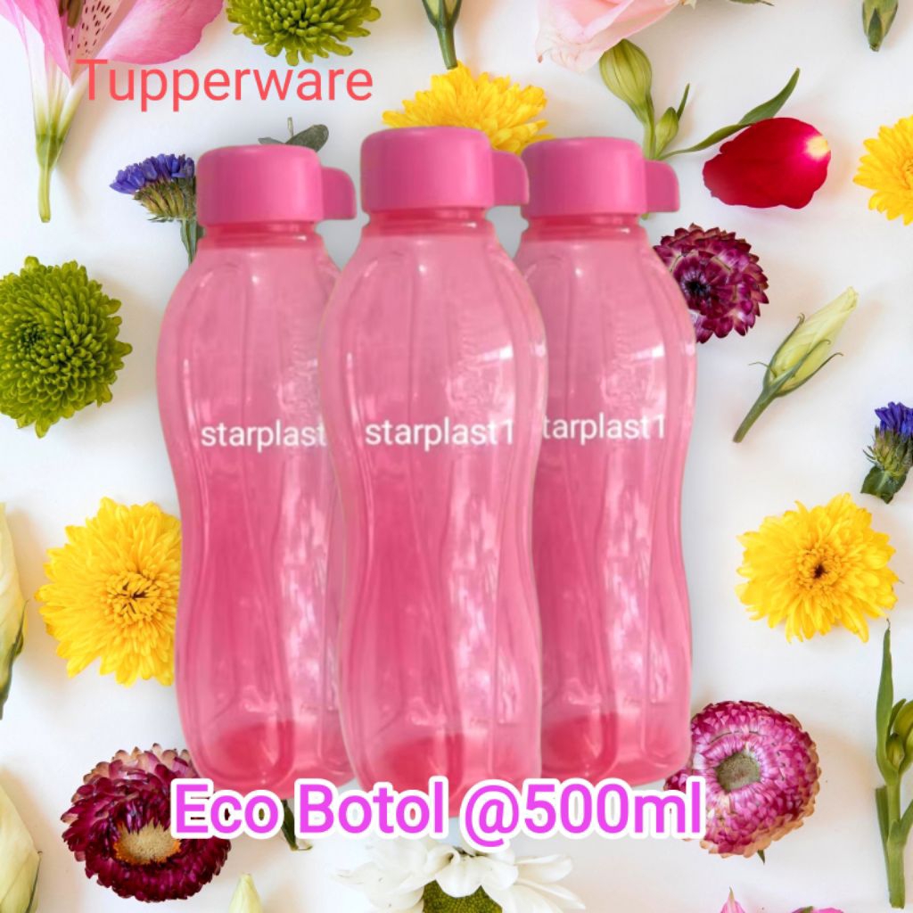 Eco Botol Tupperware @500 ml | Tutup Ulir Warna Pink