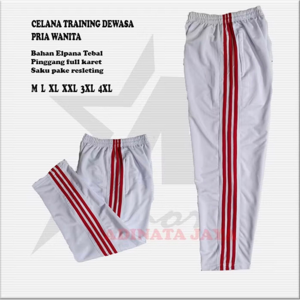 CELANA TRAINING PANJANG OLAHRAGA PRIA WANITA WARNA PUTIH UKURAN M L XL XXL 3XL 4XL