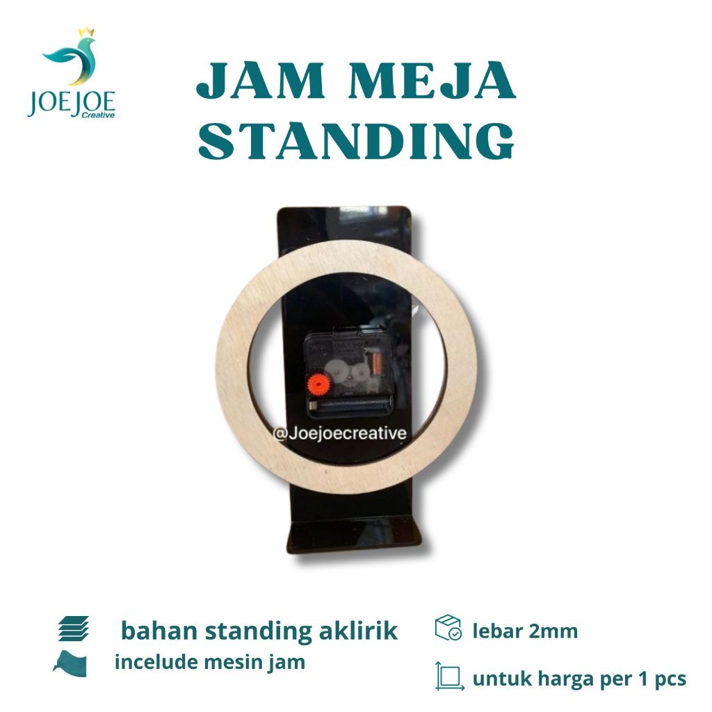 Jam Meja Standing Akrilik Jam Unik Plywood